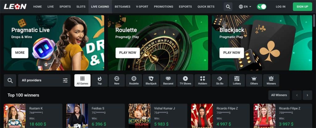 LEONBET INDIA live dealers